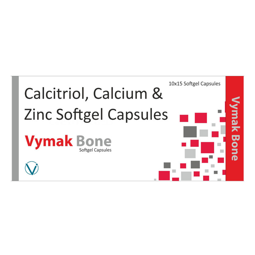 VYMAK BONE (Calcitriol 0.25mcg + Calcium Carbonate 500 mg + Zinc7.5mg Soft Gel cap)